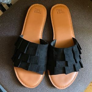 Black slip on sandals